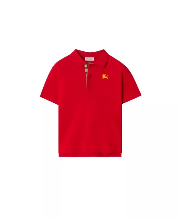 

Поло из хлопкового пике для мальчиков - для малышей и взрослых. Burberry, красный