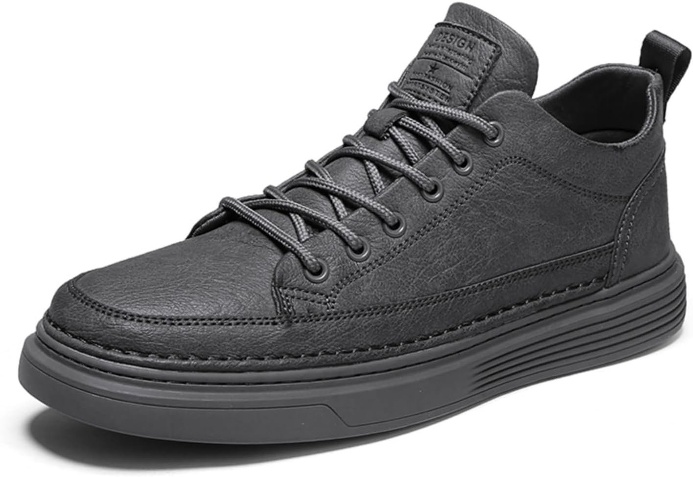 

Мужские высокие кеды из черной кожи, стильные повседневные шнурованные туфли с толстой подошвой, удобные для ежедневной и уличной носки Aokisx