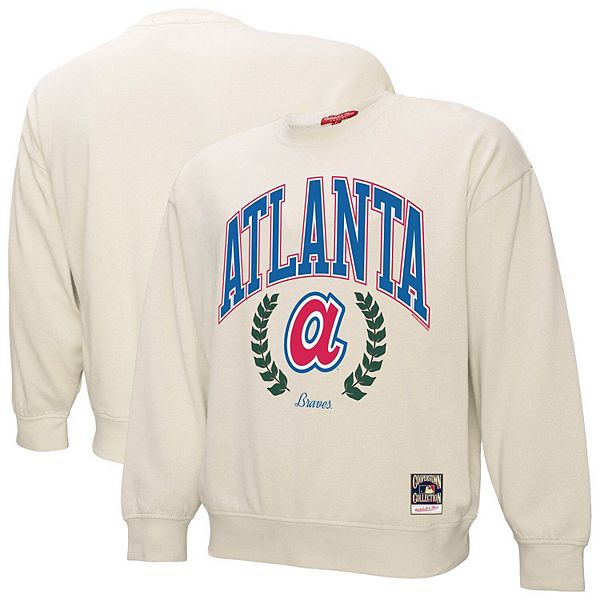 

Женский свитшот laurel cooperstown collection atlanta braves cream Mitchell & Ness