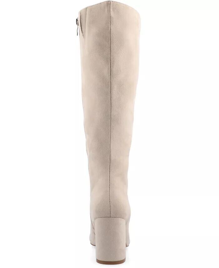 Женские сапоги Ameylia Wide Width Block Heel до колена Journee Collection, коричневый/бежевый — фото 3