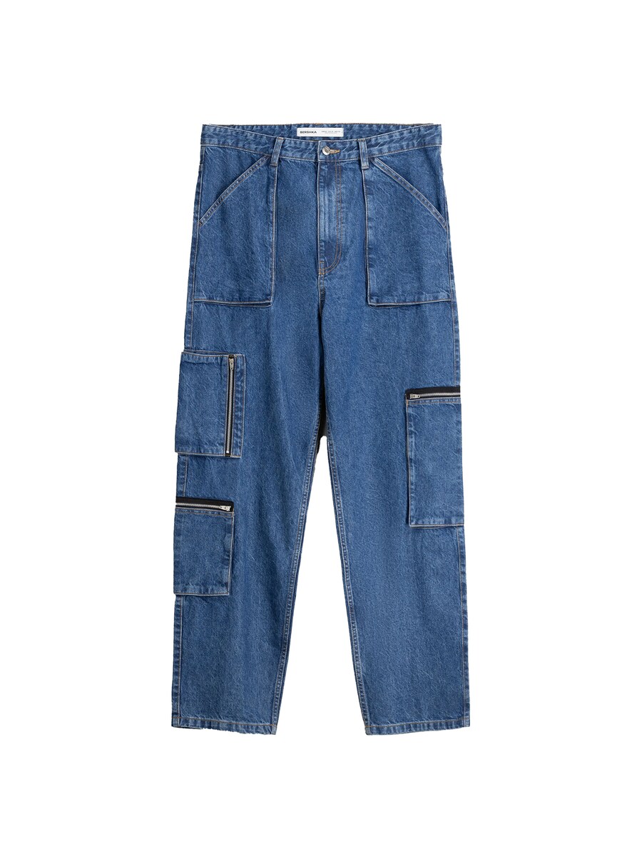 

Обычные джинсы-карго Bershka, синий деним