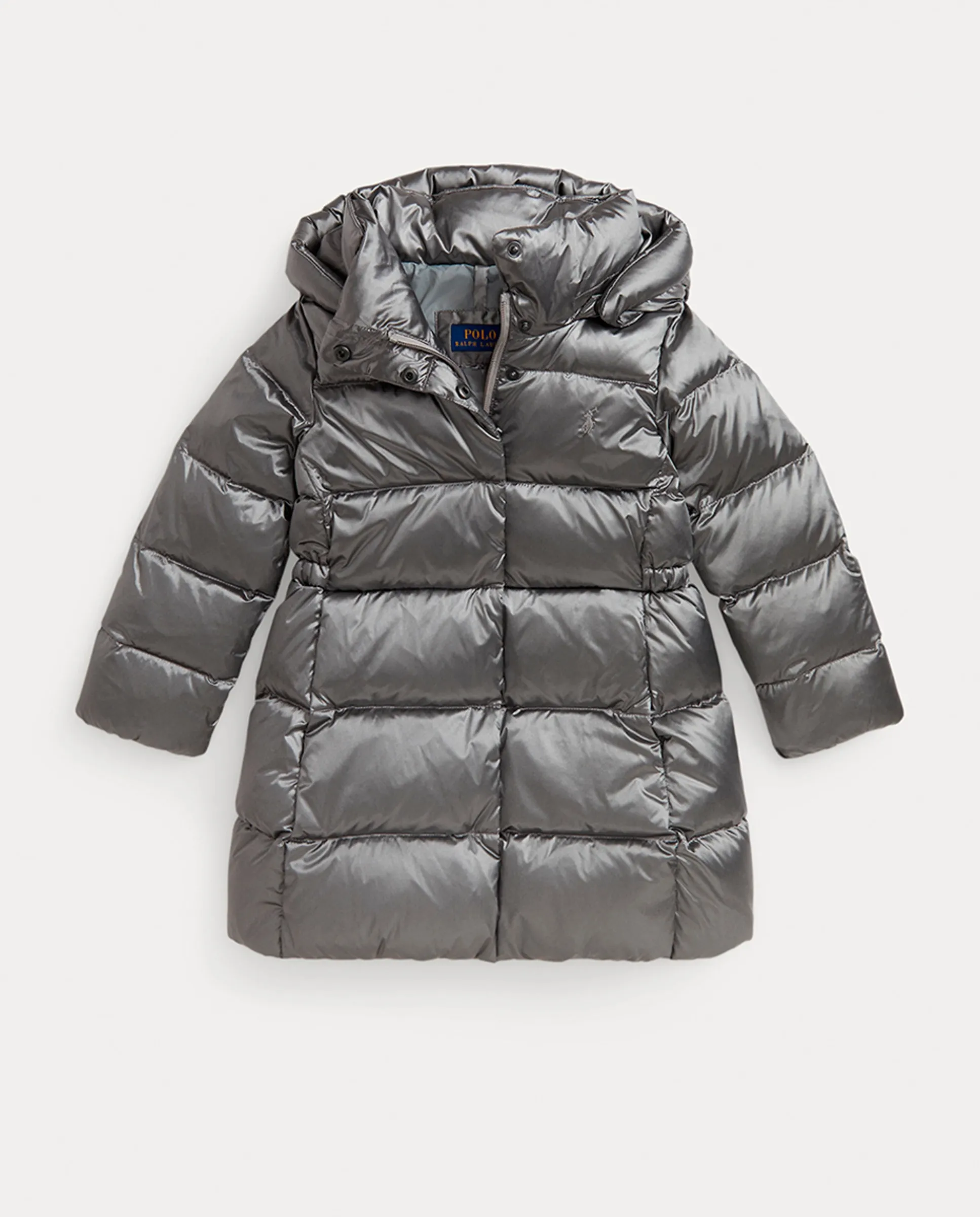 

Длинный детский пуховик с металлизированным покрытием Polo Ralph Lauren, серый