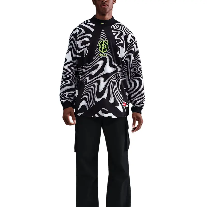 

Мужская футбольная футболка вратаря сборной Бразилии Nike, черный/neon желтый/neon желтый