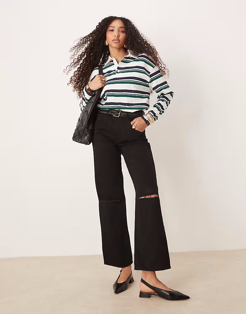 

Джинсы бойфренда ASOS DESIGN с дырками черного цвета