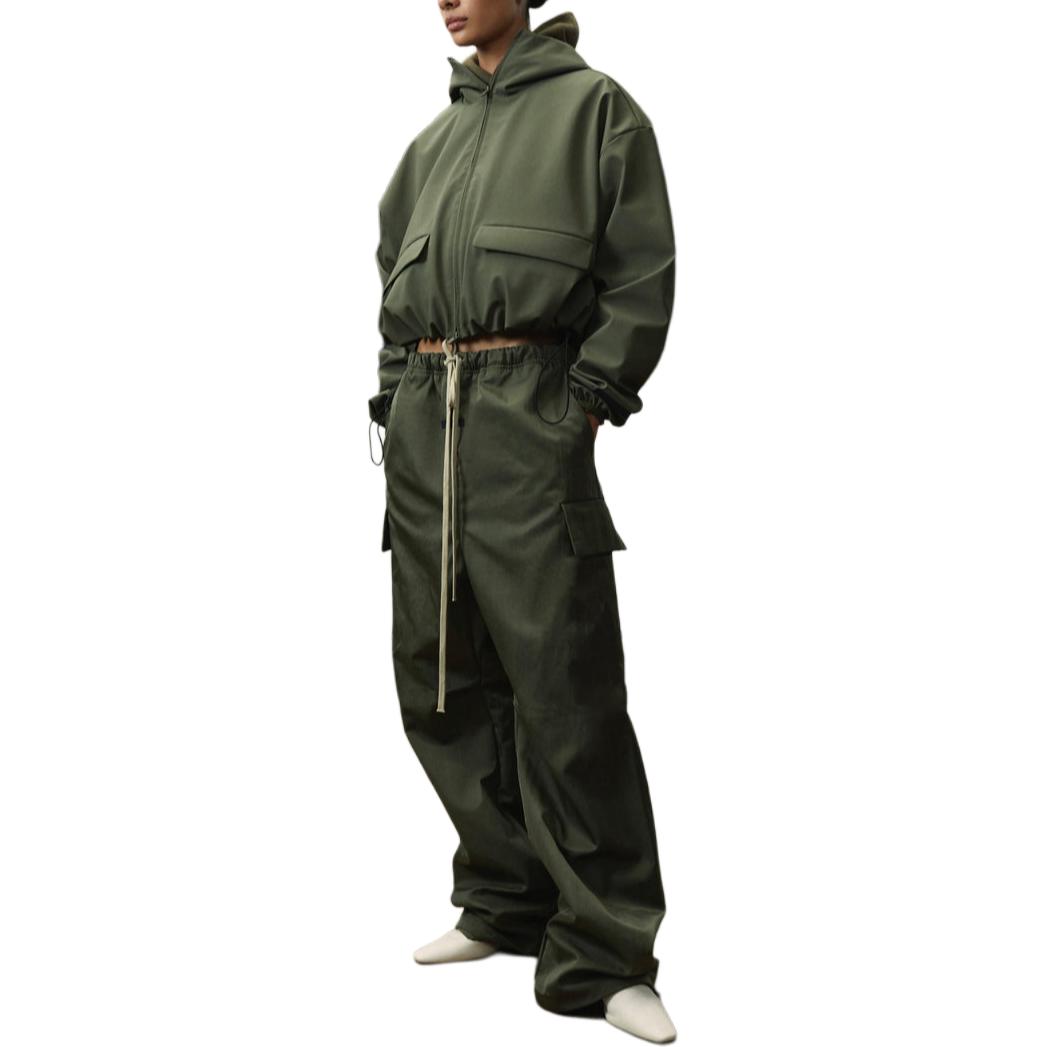 Текстурированные нейлоновые полевые брюки Fear Of God Essentials, Зеленый Эвергрин/Военный — фото 4