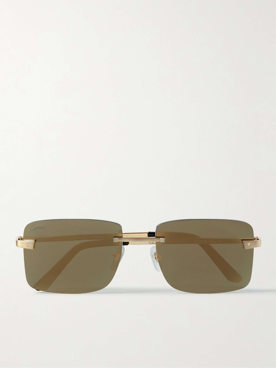 

Золотистые солнцезащитные очки без оправы Santos CARTIER EYEWEAR, золотой