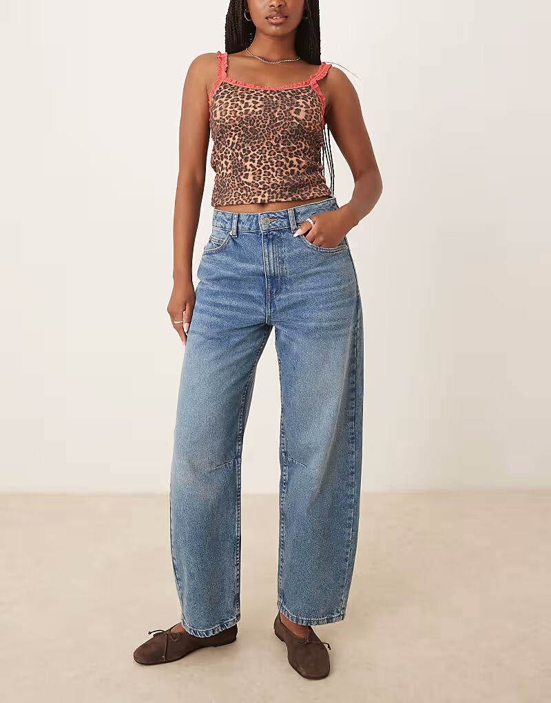 

Джинсы-бочки ASOS DESIGN длиной до щиколотки с завязками в винтажном стиле