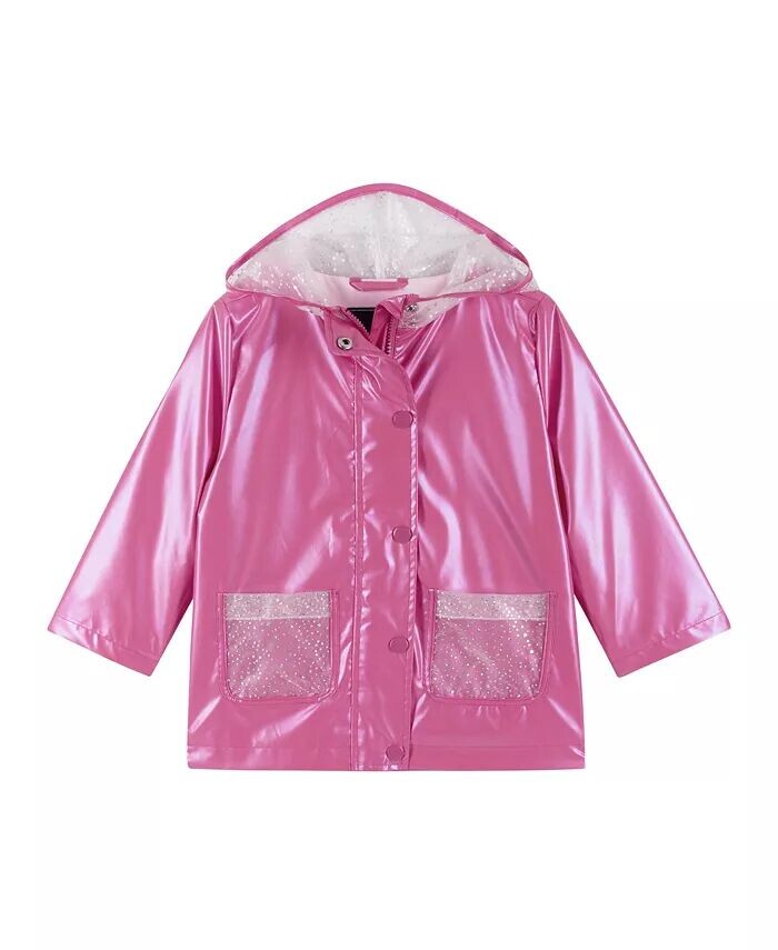 

Розовый дождевик с капюшоном и карманами для маленьких девочек Andy & Evan, розовый
