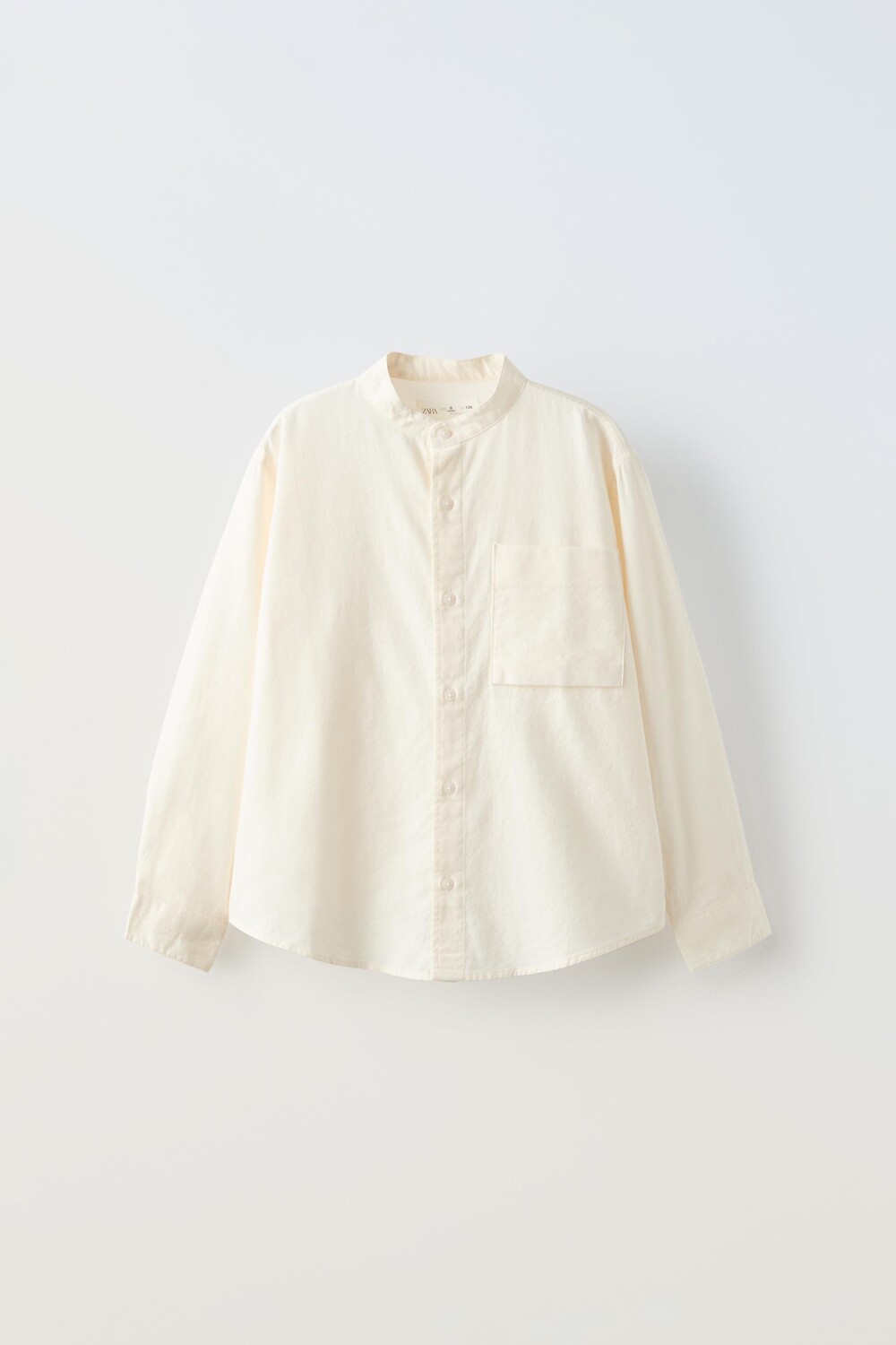 

Рубашка из твила с карманом ZARA, экрю