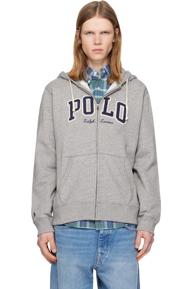 

Polo Ralph Lauren Толстовка на молнии из флиса серого цвета с логотипом