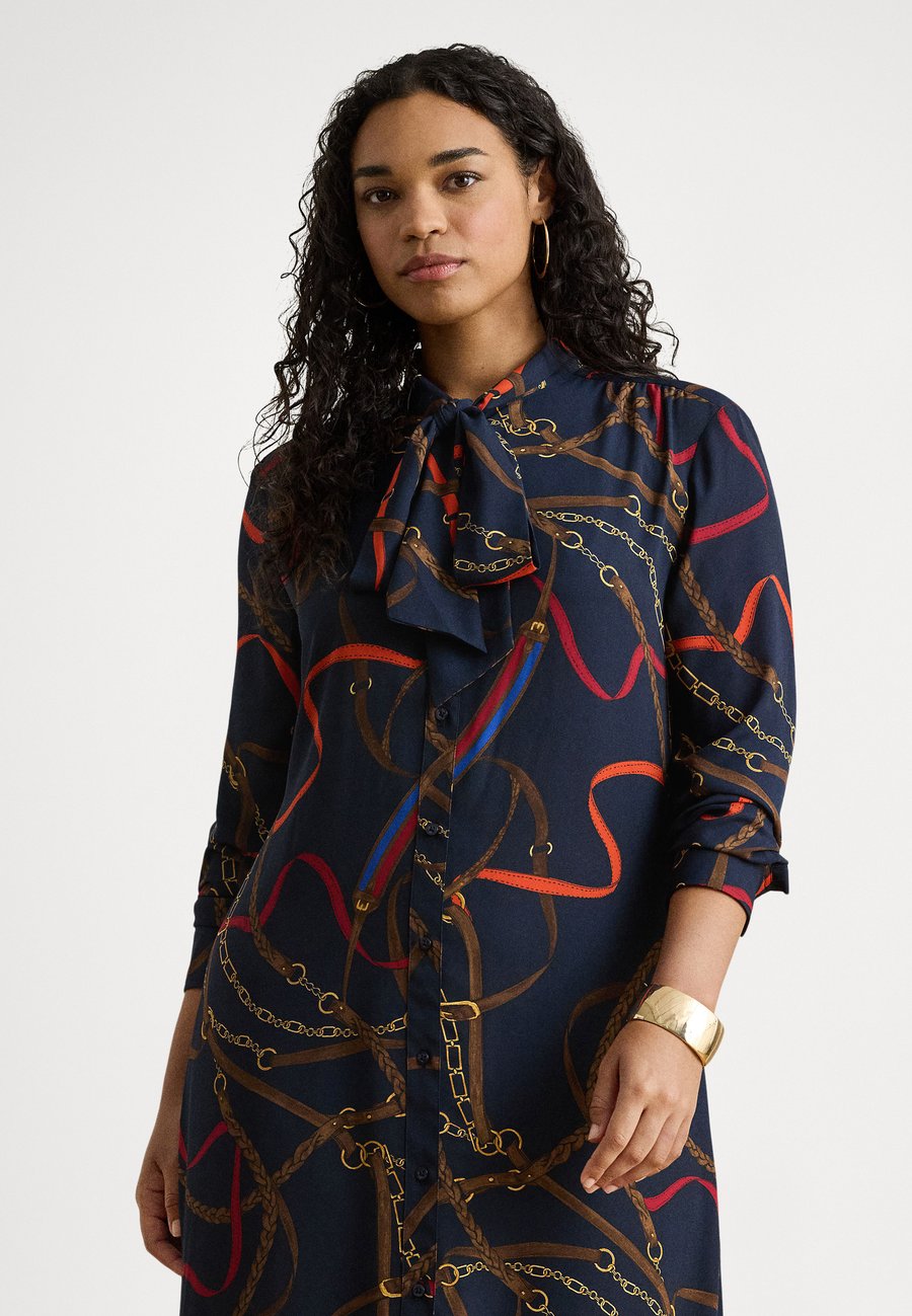 

Платье Lauren Ralph Lauren Woman PRINT GEORGETTE TIE-NECK SHIRTDRESS, Navy/Multicolour/Multi-Coloured