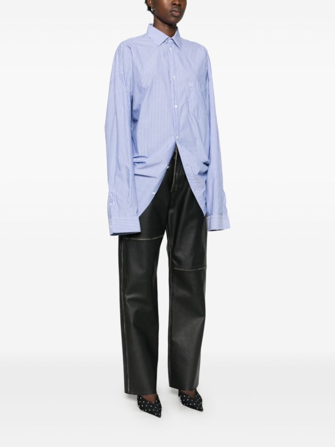 Рубашка с поясом Balenciaga, синий — фото 4
