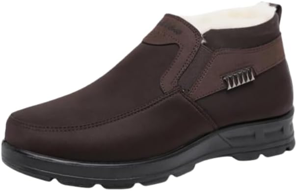 

Мужские зимние ботинки для снега с хлопковой подкладкой, на застежке слипоны, повседневные теплые кроссовки для прогулок и дома Hhhchpm, коричневый