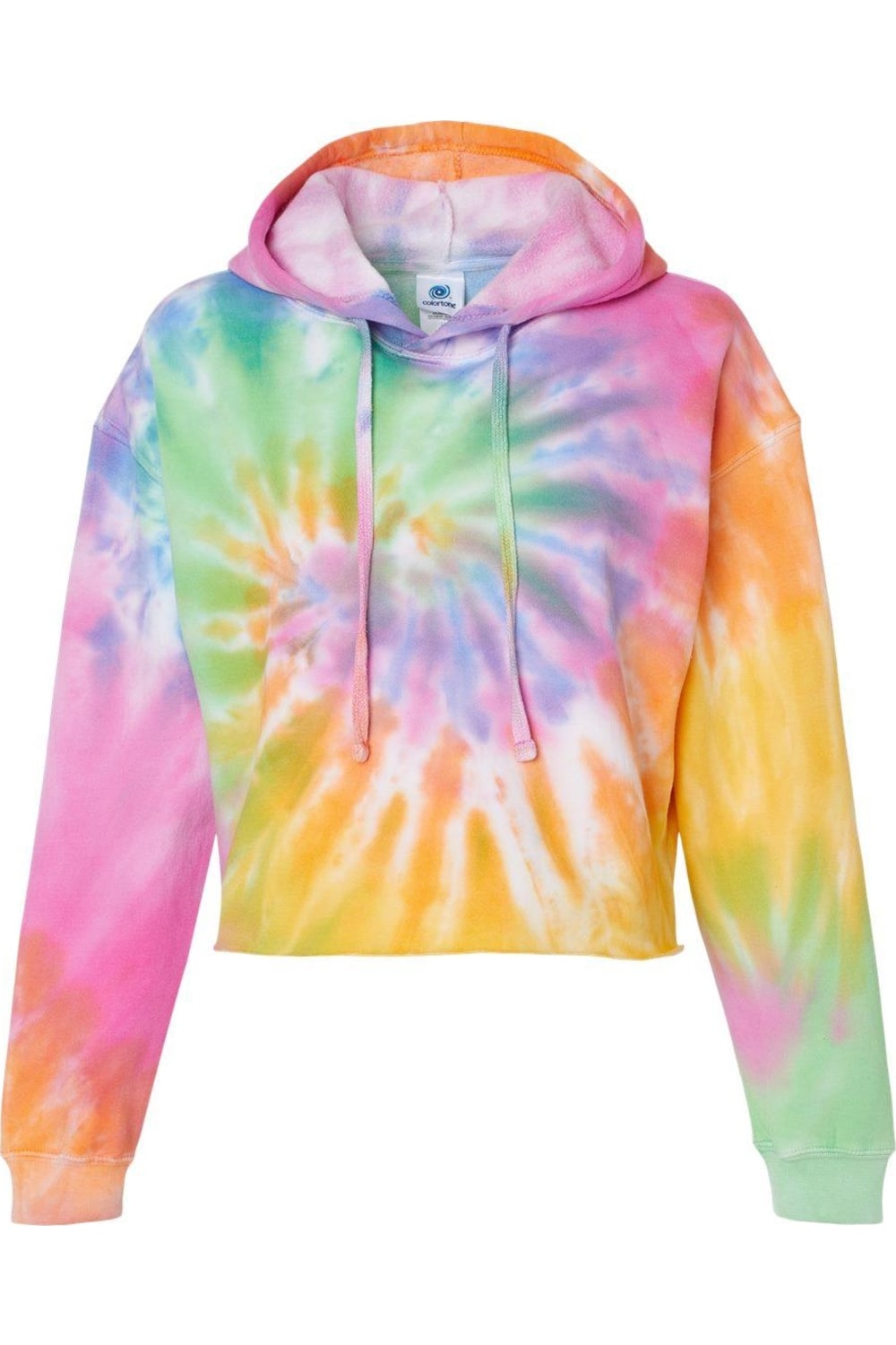 

Женская толстовка Colortone Tie-Dyed Crop с капюшоном, цвет eternity