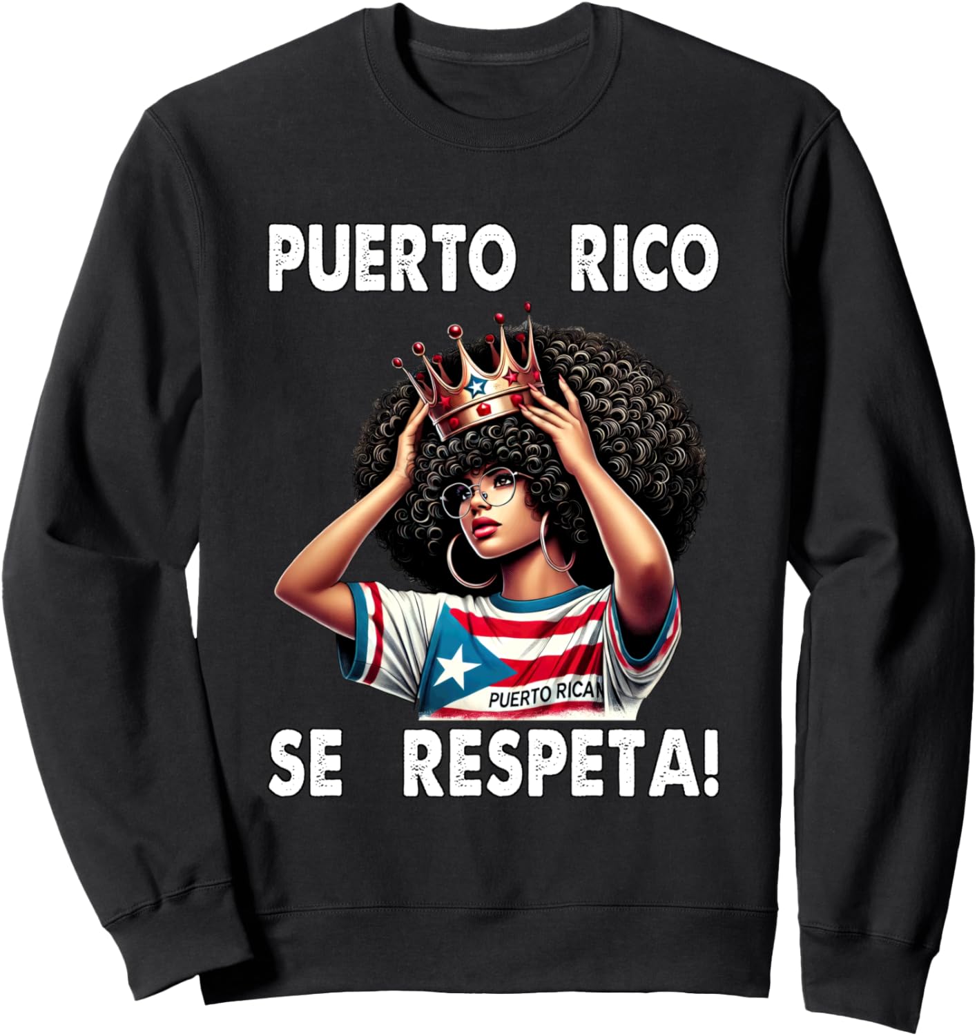 

Толстовка с флагом Puerto Rico Se Respeta Afro Boricua Queen Crown PR Puerto Rico Se Respeta Collection, More Here, черный