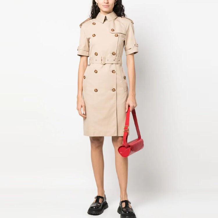 Платье-плащ Burberry с короткими рукавами, хаки — фото 2