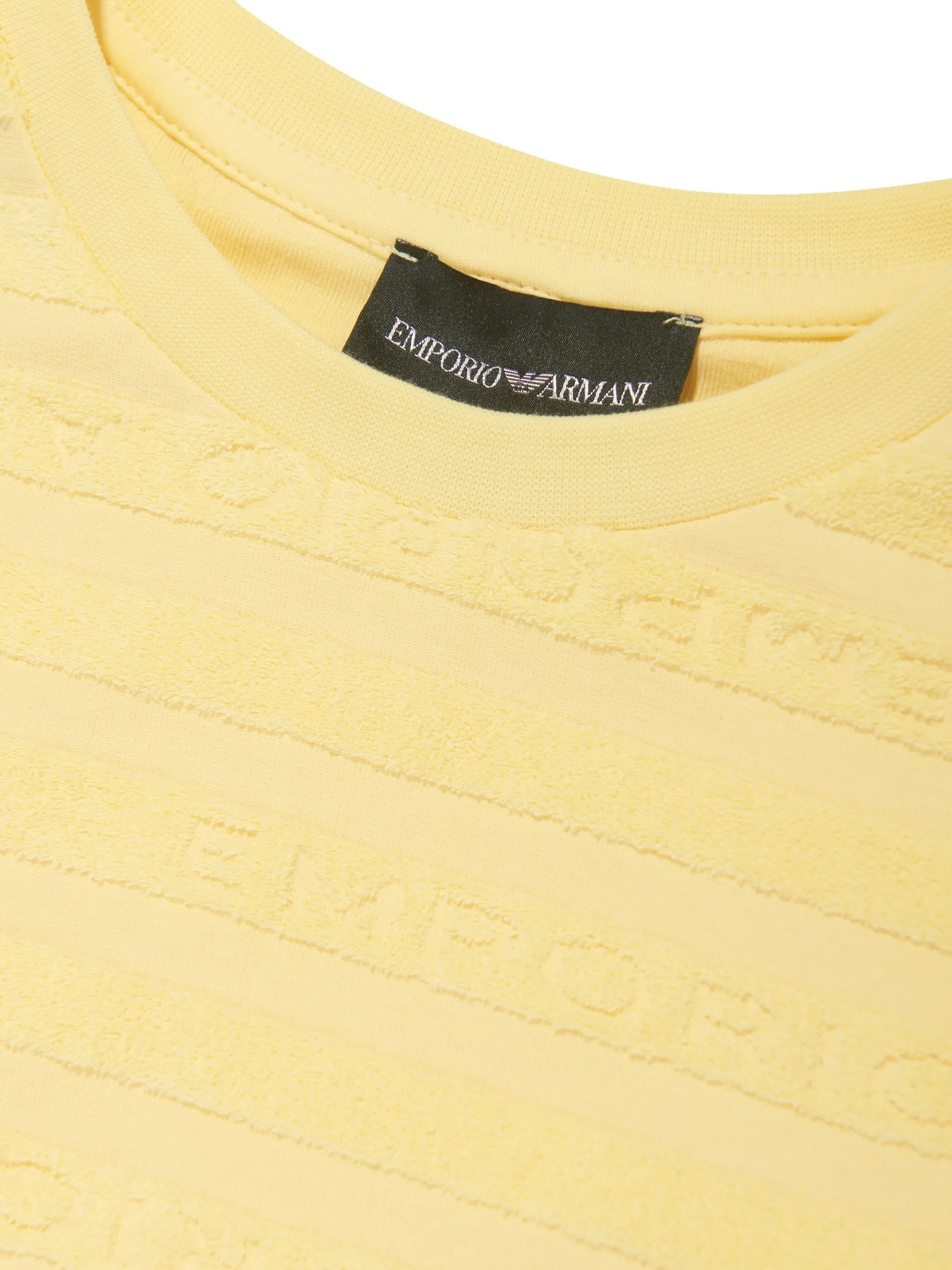 Полосатая футболка с тисненым логотипом Emporio Armani Kids, желтый — фото 3