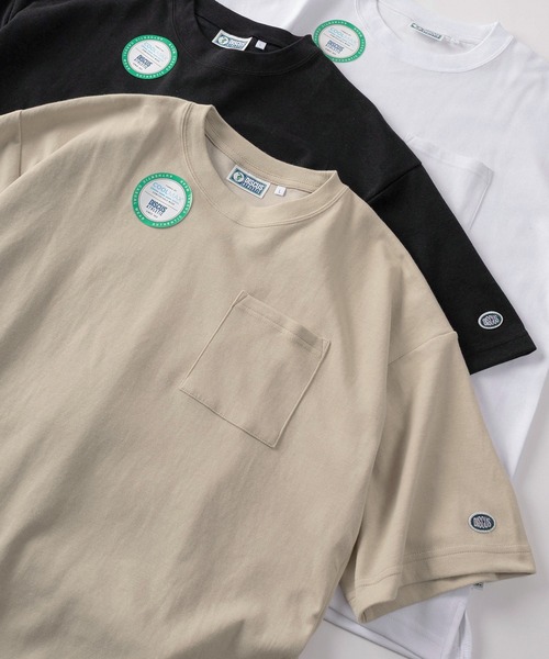 

Футболка с коротким рукавом, карманом и овальной нашивкой, Coolmax DISCUS, бежевый