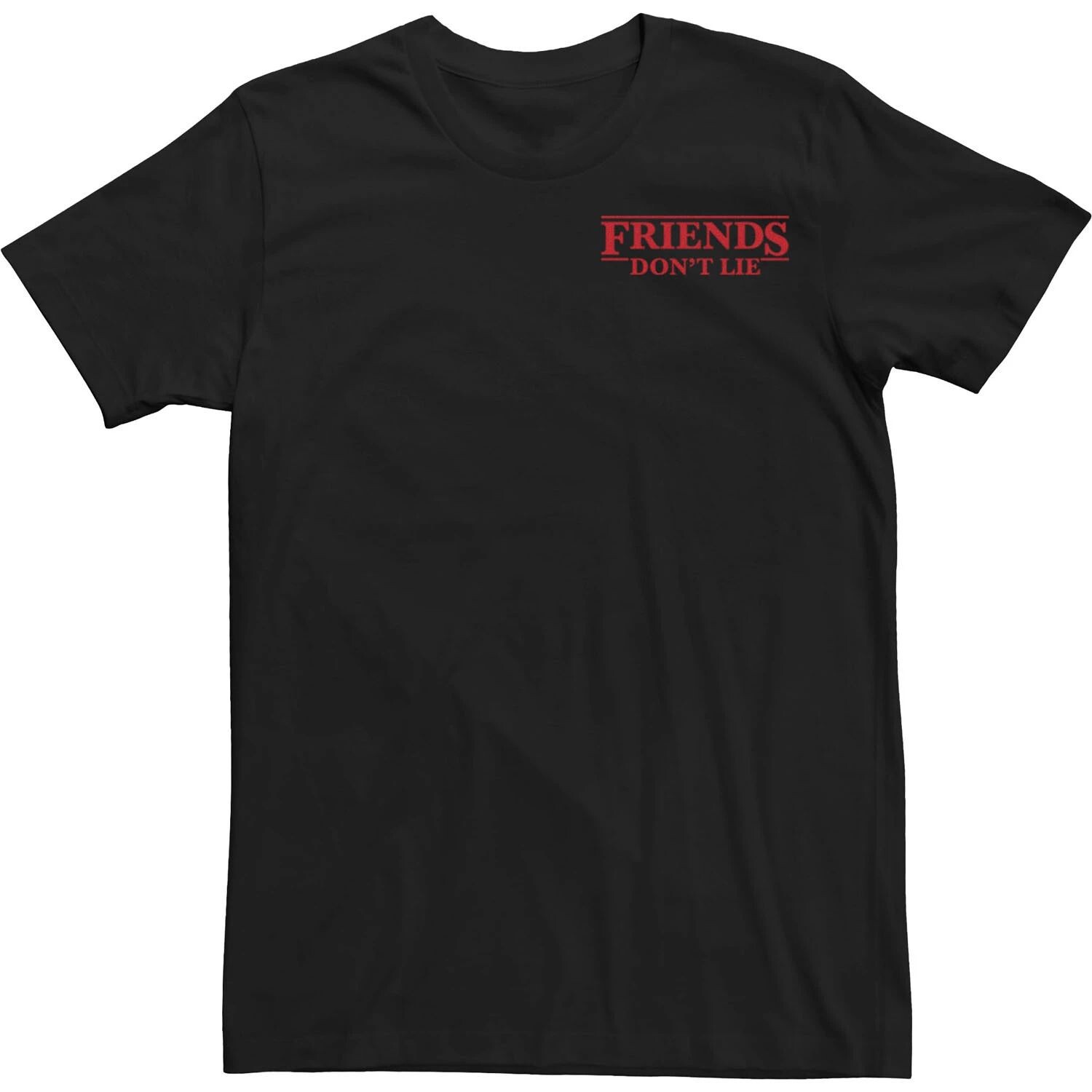 

Мужская футболка Netflix Stranger Things Friends Don't Lie с левой стороны груди Licensed Character