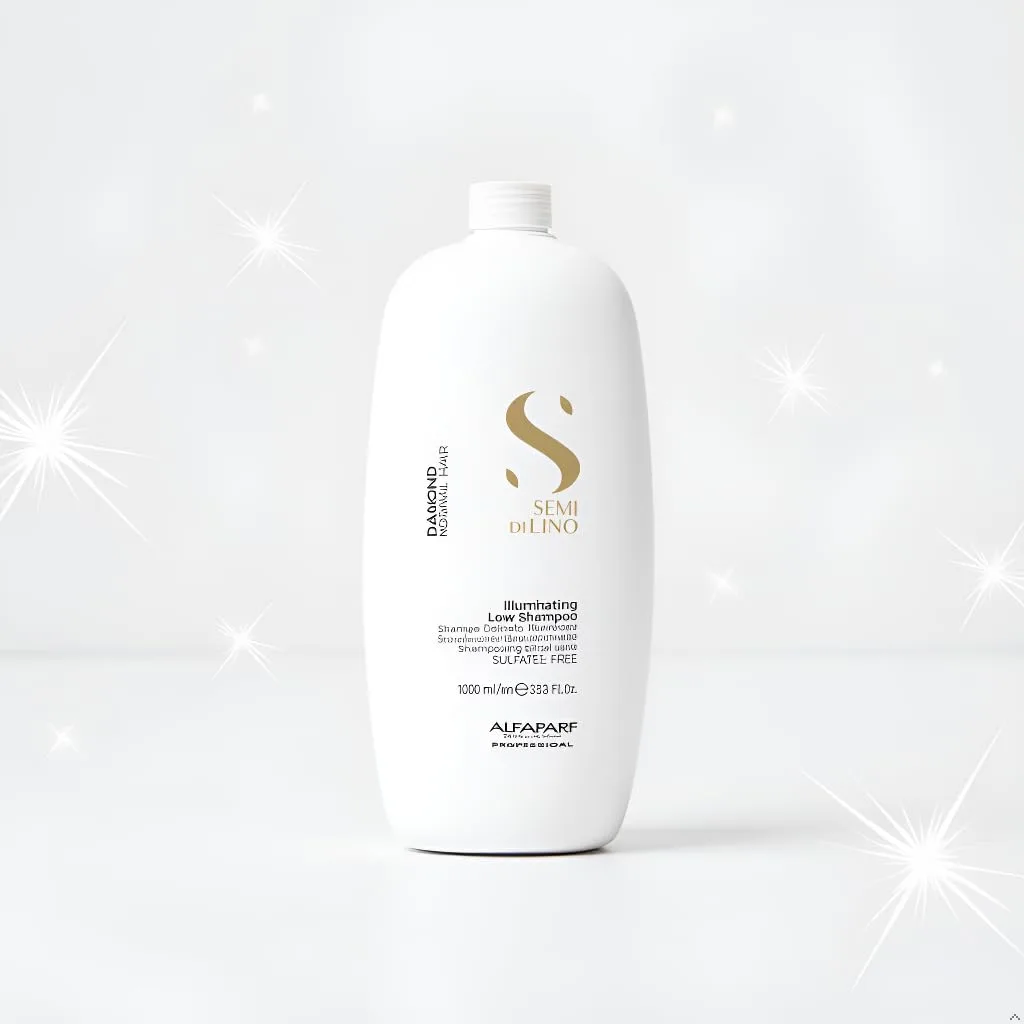 ALFAPARF MILANO Semi di Lino Diamond Shine осветляющий шампунь без сульфатов - придает блеск и сияние, без парабенов и парафина, безопасен для окрашенных волос, профессиональное качество 1000 мл (.), green — фото 3