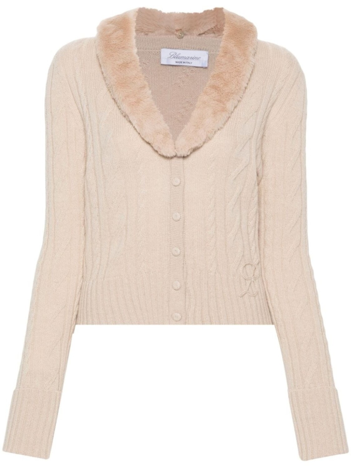 

Blumarine кардиган с меховым воротником, нейтральный цвет
