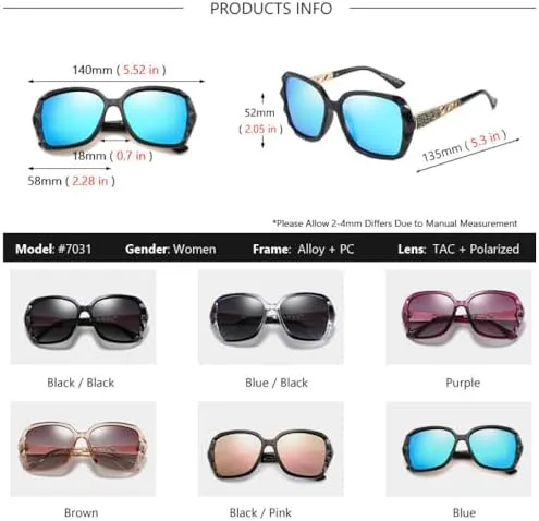 

2026 Квадратные солнцезащитные очки большого размера для женщин, поляризованные, винтажные солнцезащитные очки, женские очки для активного отдыха MTZJH, C5 Brown