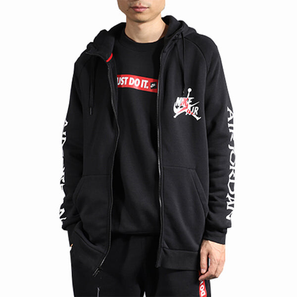 Толстовка Air Jordan Air hooded Basketball Sports Fleece Lined Jacket Black, черный — фото 3