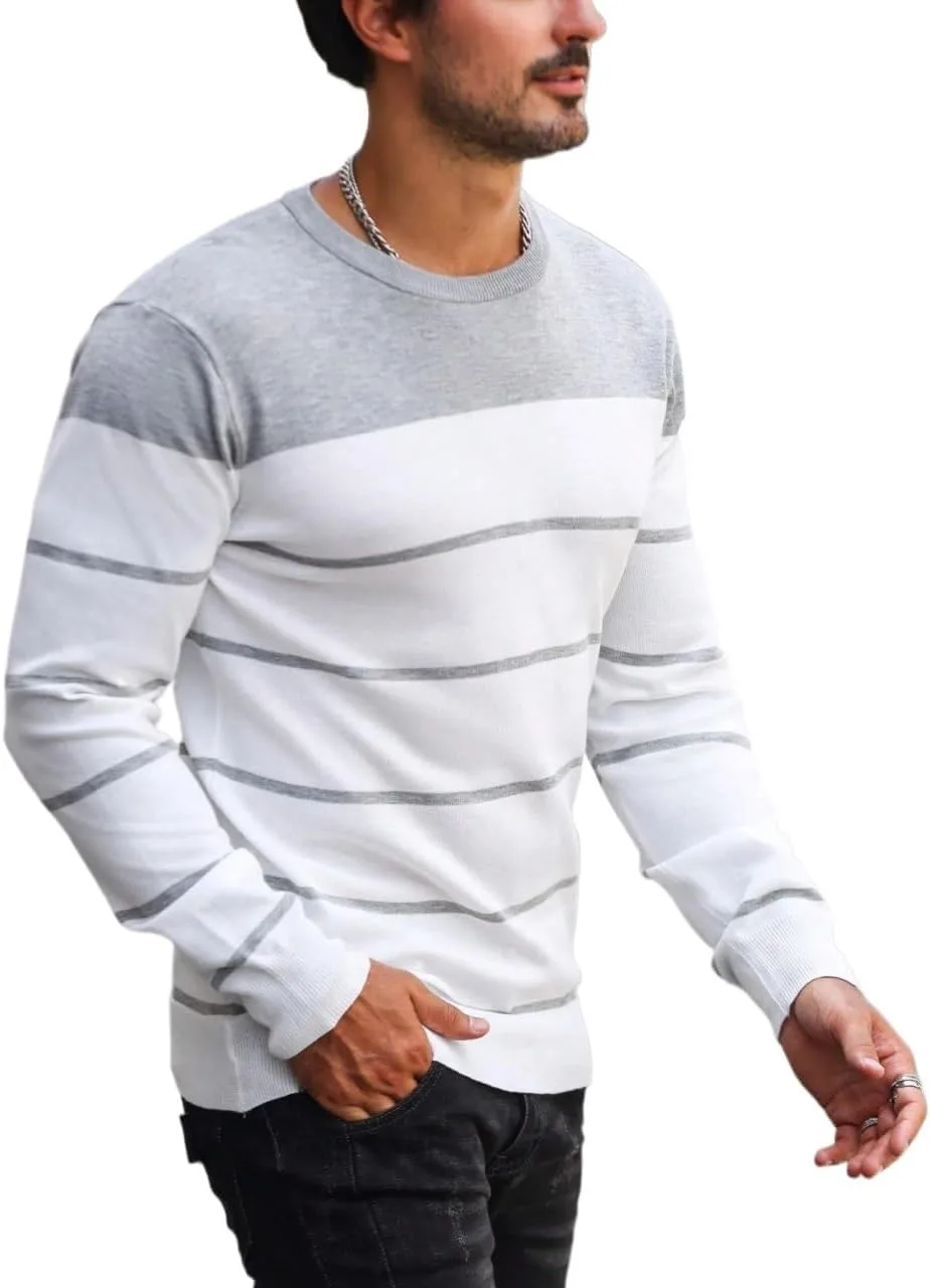 

Мужской пуловер с круглым вырезом и длинными рукавами в полоску YicjSshi