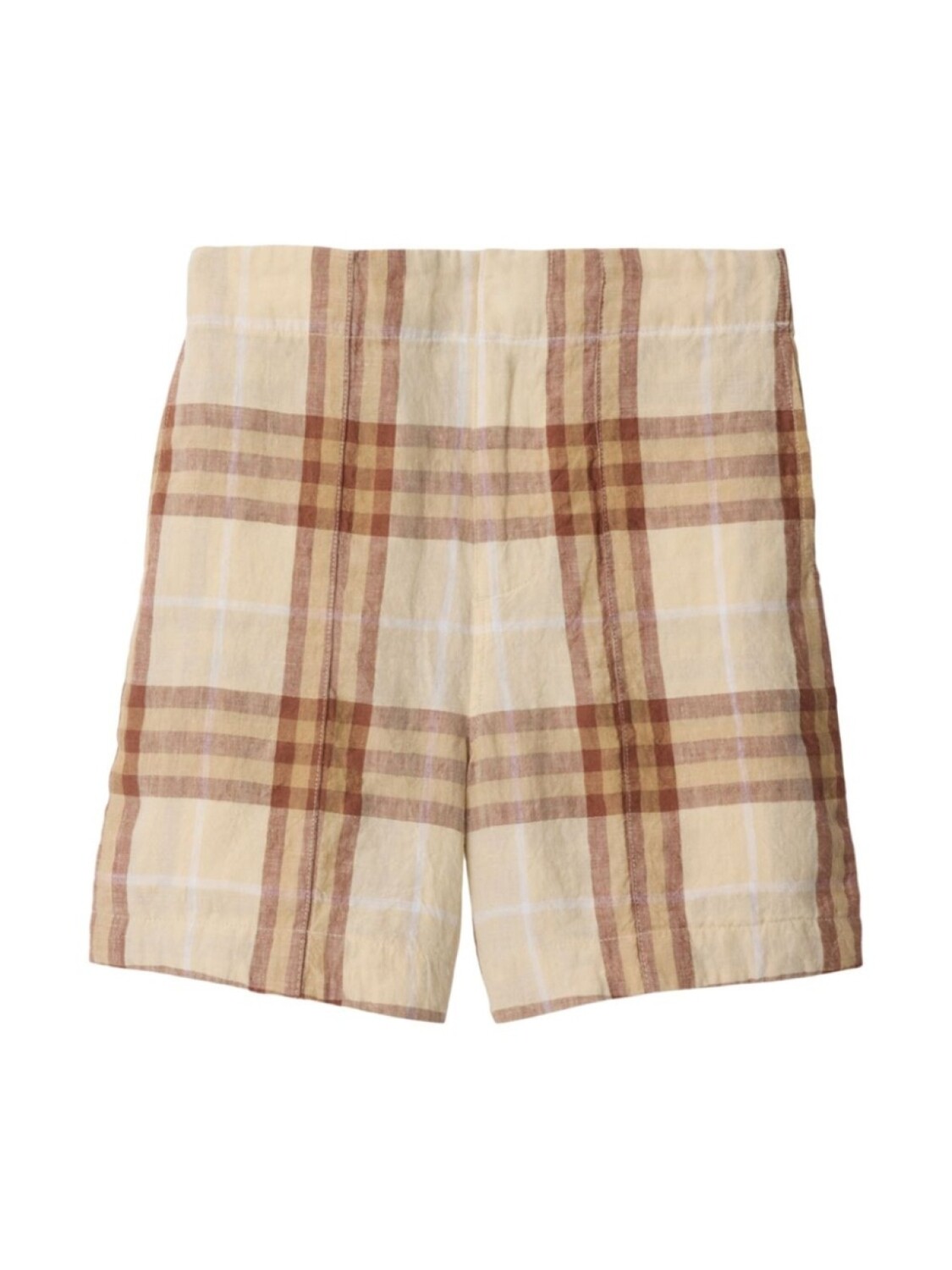 

Клетчатые льняные шорты Burberry Kids, нейтральный цвет