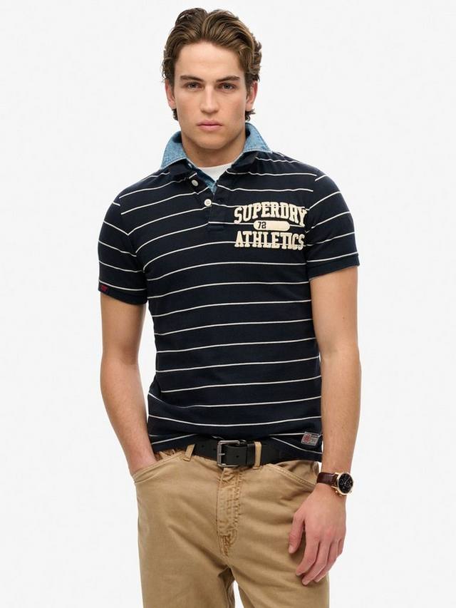 

Винтажная атлетическая поло футболка Superdry, Eclipse Navy/White