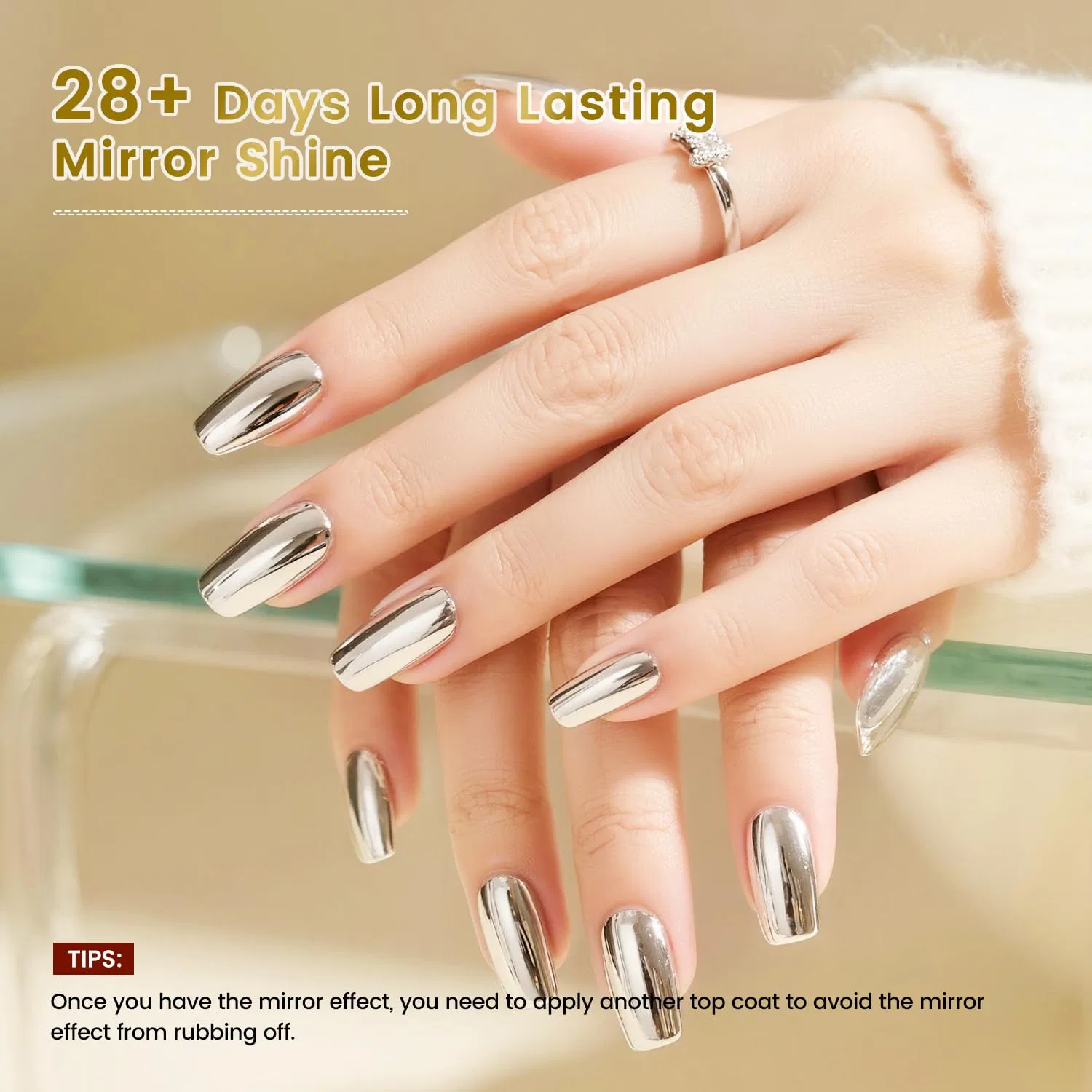 Топ-покрытие JODSONE Chrome Nail Powder Top Coat для втирки, 16.5 мл Jodsone, 10Set-Polish-Bt-Hl01-10 — фото 3