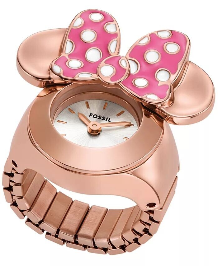 

Женские часы Disney x Fossil Limited Edition, двуручное кольцо из нержавеющей стали цвета розового золота, 16 мм, розовый