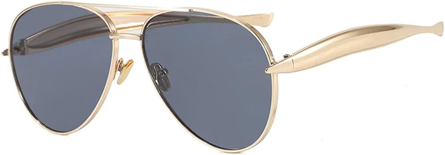 

Солнцезащитные очки с защитой от УФ-излучения UV400 | Металлическая круглая толстая оправа | Линзы конфетных цветов для занятий спортом на открытом воздухе и вождения DSVIGF, Gold Gray