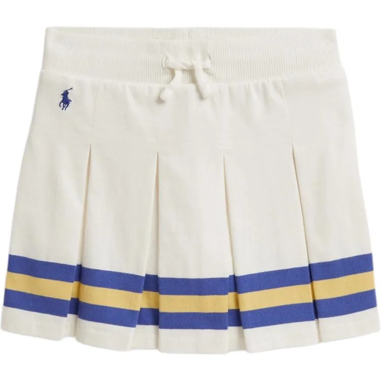 Летняя юбка для детей с вышитым узором в полоску Polo Ralph Lauren, washed белый