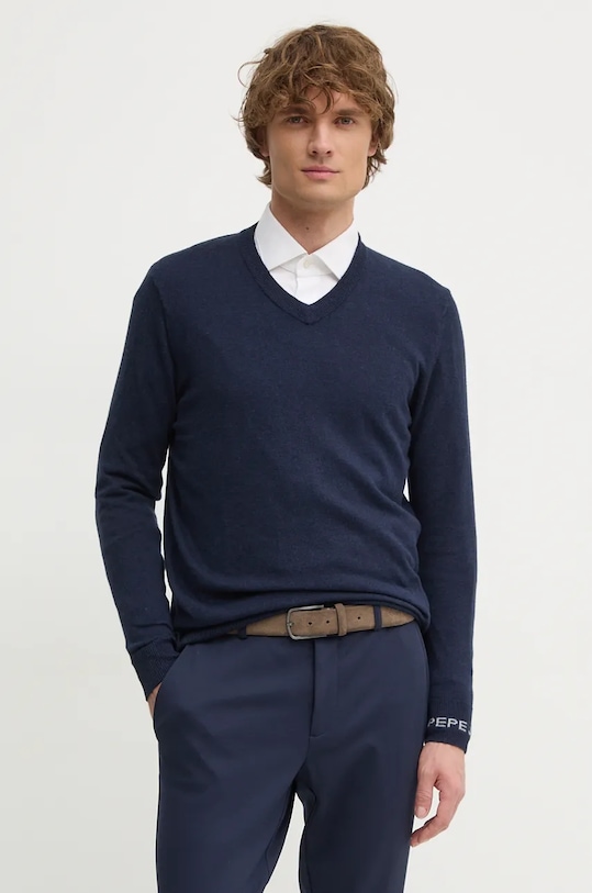 

Свитер с добавлением шерсти NEW ANDRE V NECK Pepe Jeans, темно-синий