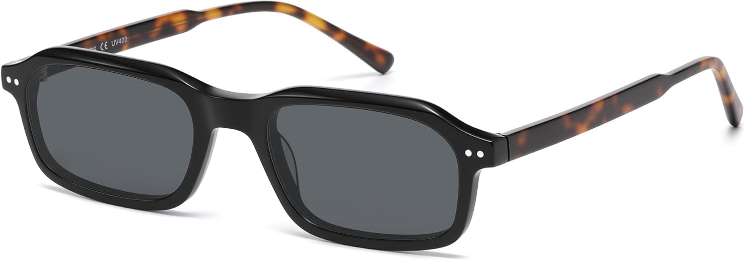 

Классические прямоугольные поляризованные солнцезащитные очки SOJOS для женщин и мужчин, ретро-оправа из ацетата с поляризованными линзами и защитой от УФ-излучения, Black/Grey