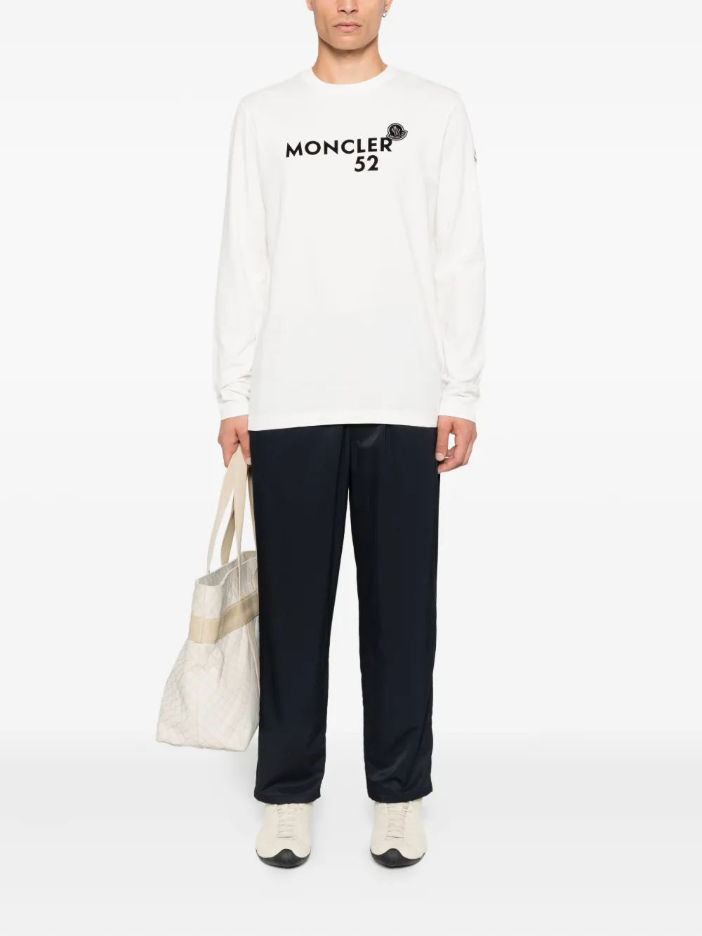 Футболка с длинными рукавами и принтом логотипа MONCLER, нейтральный — фото 2