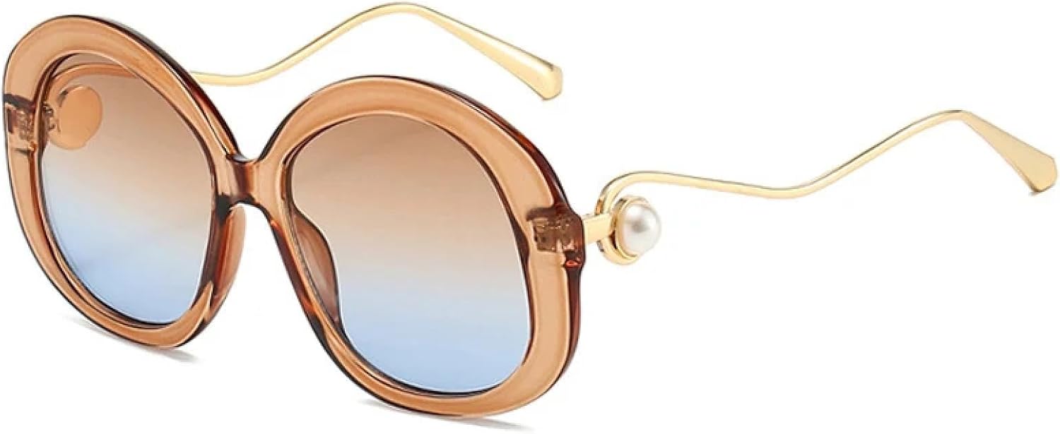 

Роскошные солнцезащитные очки в крупной металлической оправе овальной формы для женщин и мужчин, для активного отдыха, вождения, путешествий, с защитой от УФ-излучения UV400 TKKTLLT, Tea Blue Tea