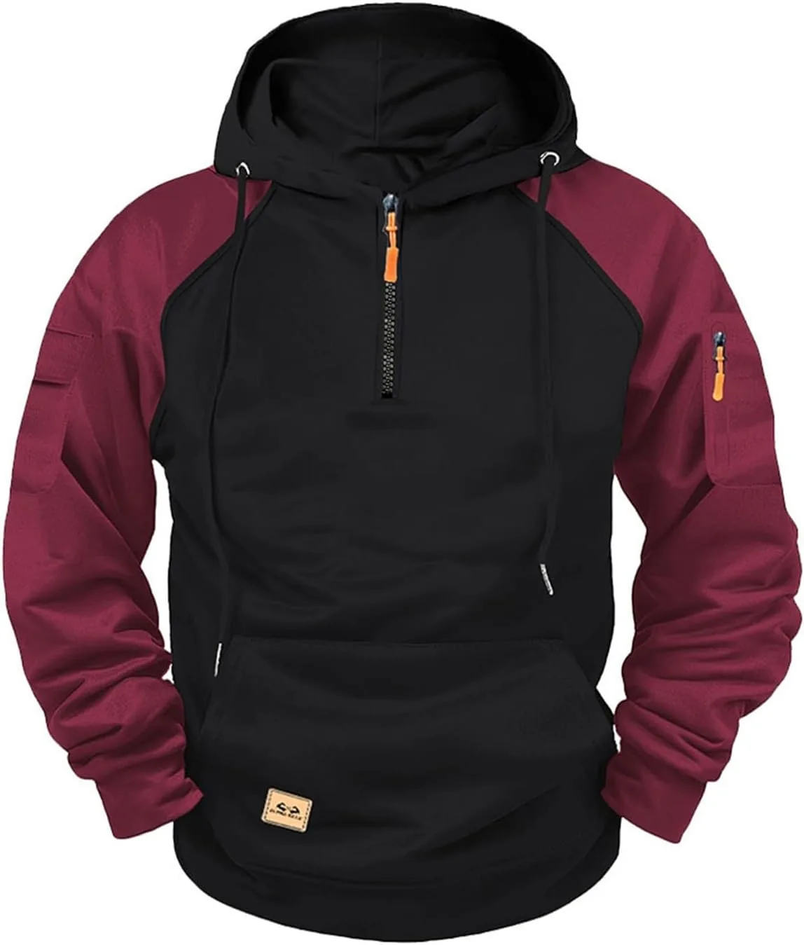 

Толстовка Quarter Zip с капюшоном, цветной блок, свободный крой
