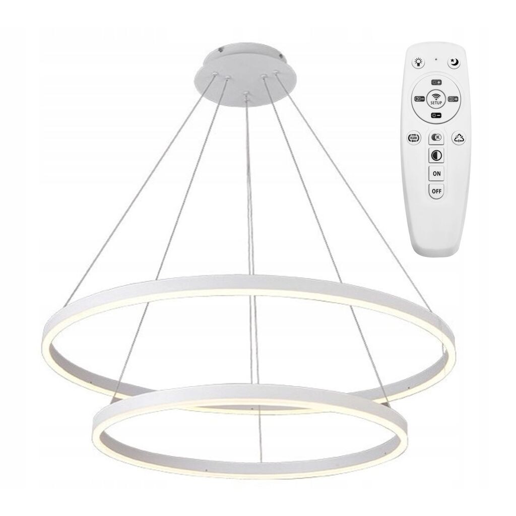 

Подвесной светильник Toollight App659 Vegas 40/60 Led + кольца дистанционного управления 2 источника света 60X60X50-100 см, регулируемый Toolight, серебро