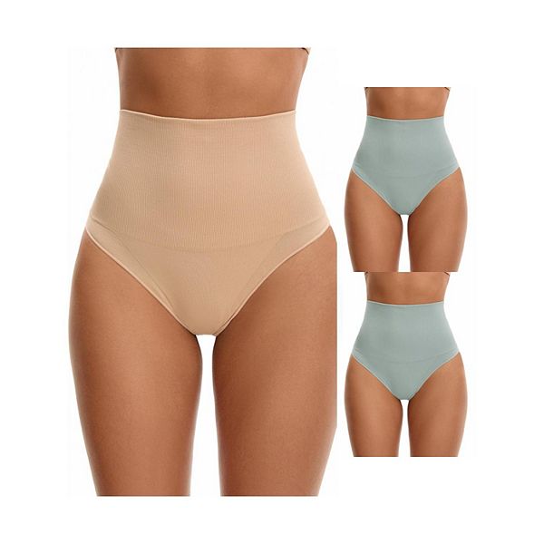 

3 пачки женских стрингов-утягивающего белья для контроля живота с высокой талией Inspire Chic, Blue Beige
