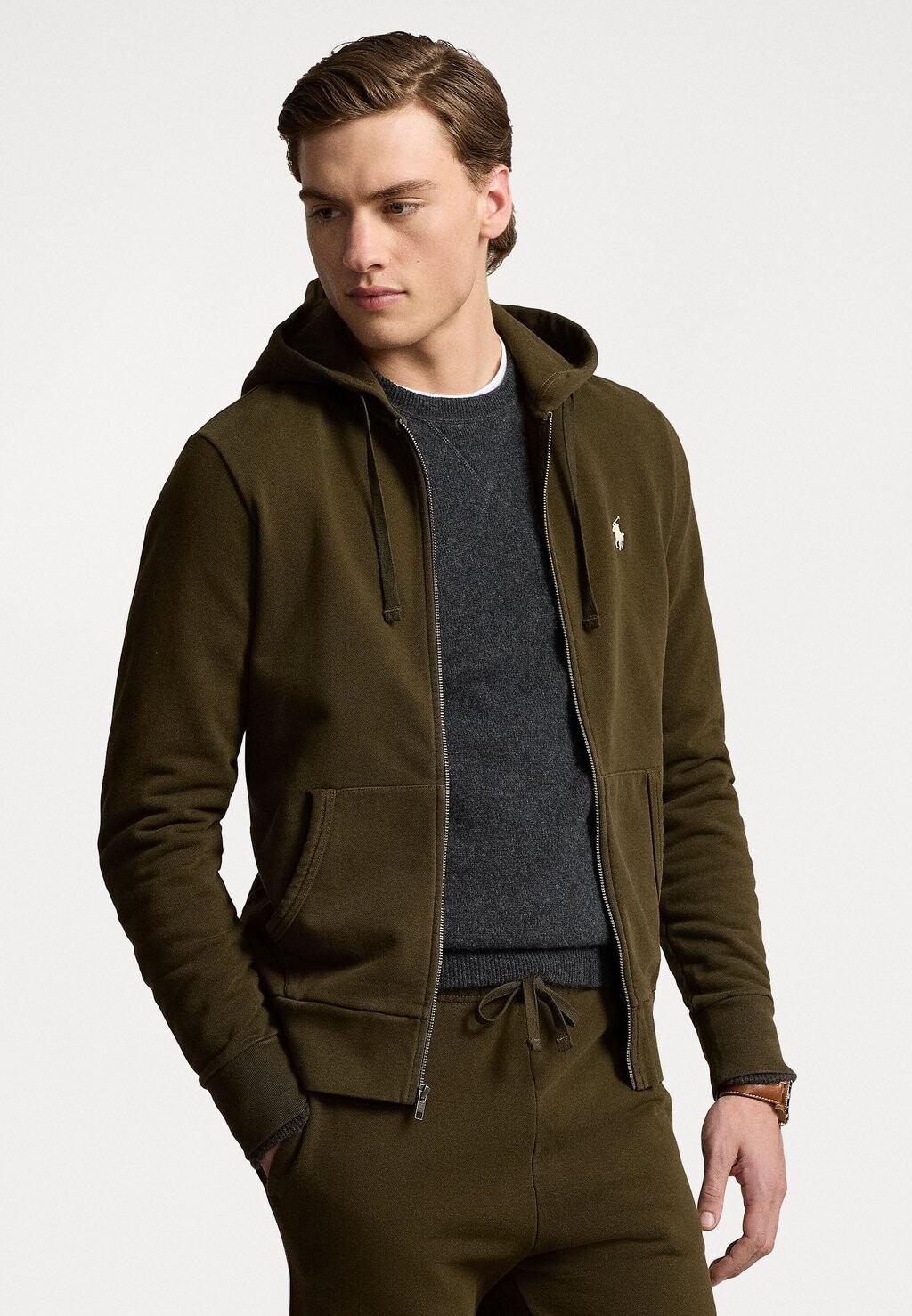 

Толстовка на молнии LOOPBACK FLEECE FULL-ZIP HOODIE Polo Ralph Lauren, оливковый