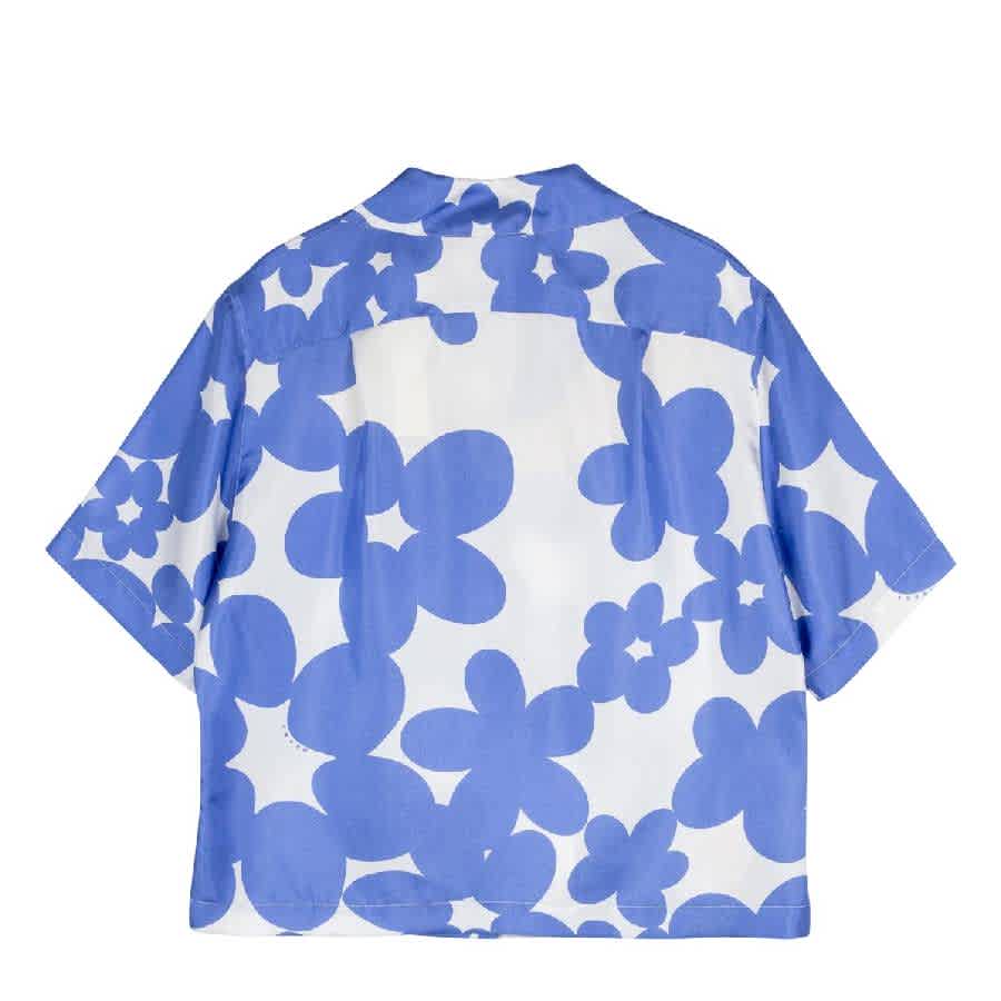 Шелковая рубашка Marni с принтом по всей поверхности, blue lilac — фото 2