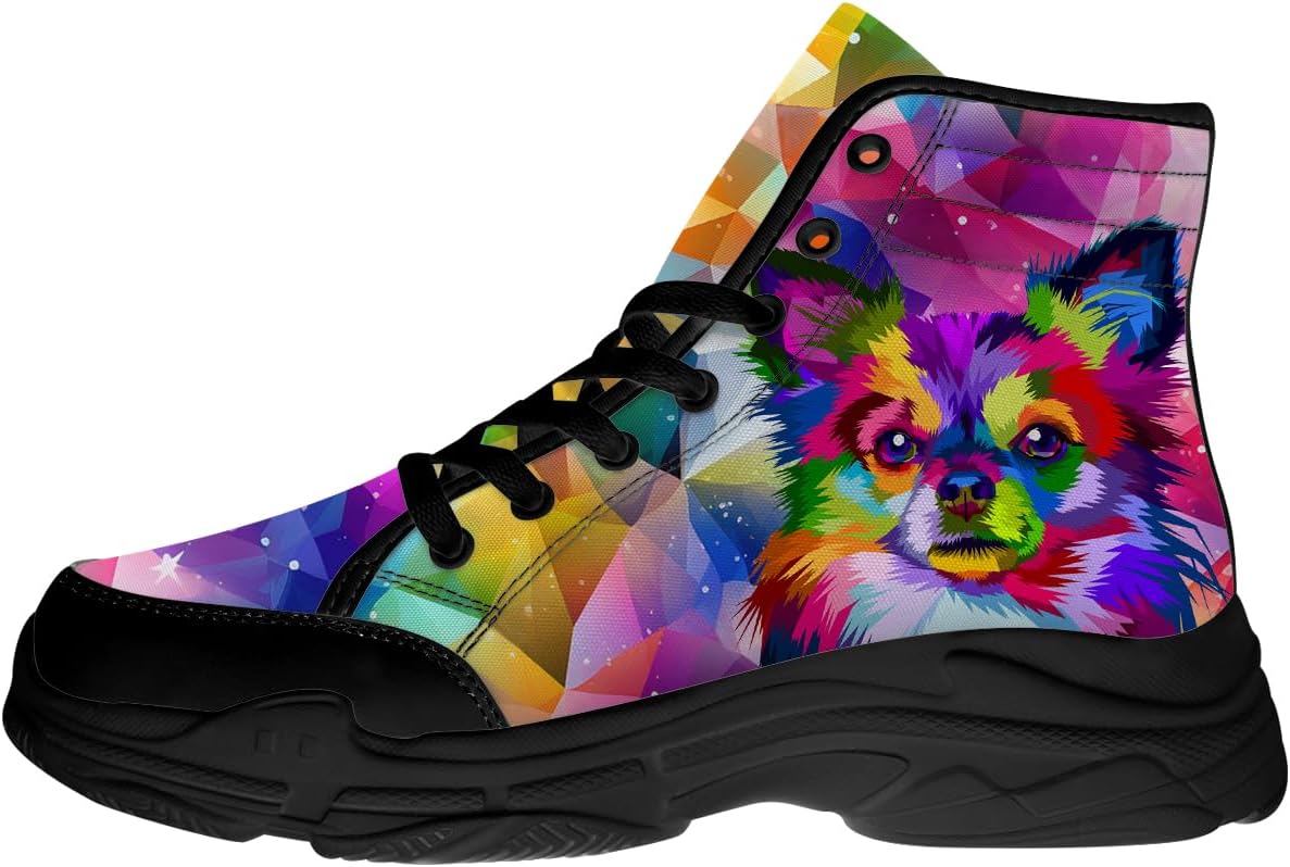 

Мужские и женские высокие кеды с чихуахуа, кроссовки на шнуровке из холщовой ткани с платформой, подарки для нее и для него Generic, синий/зеленый/розовый