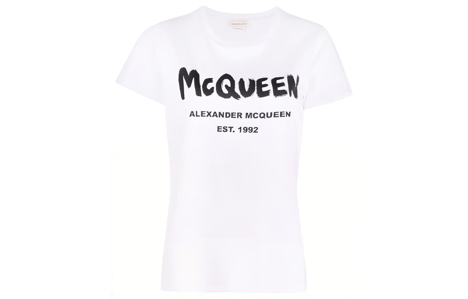 

Футболка с принтом логотипа Alexander McQueen, белая