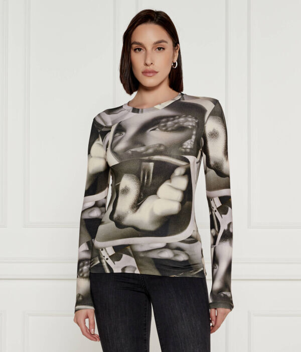 

Блузка Desigual Slim Fit в стиле сюрреализм, серый