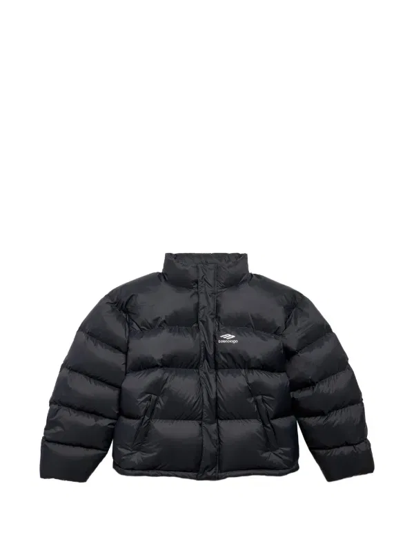 Спортивная куртка-пуховик B3B с символикой бренда Balenciaga, черный