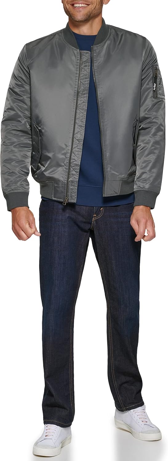 Легкая мужская куртка-бомбер Levi's MA-1 Flight на молнии, Grey Ma-1 Filled — фото 2