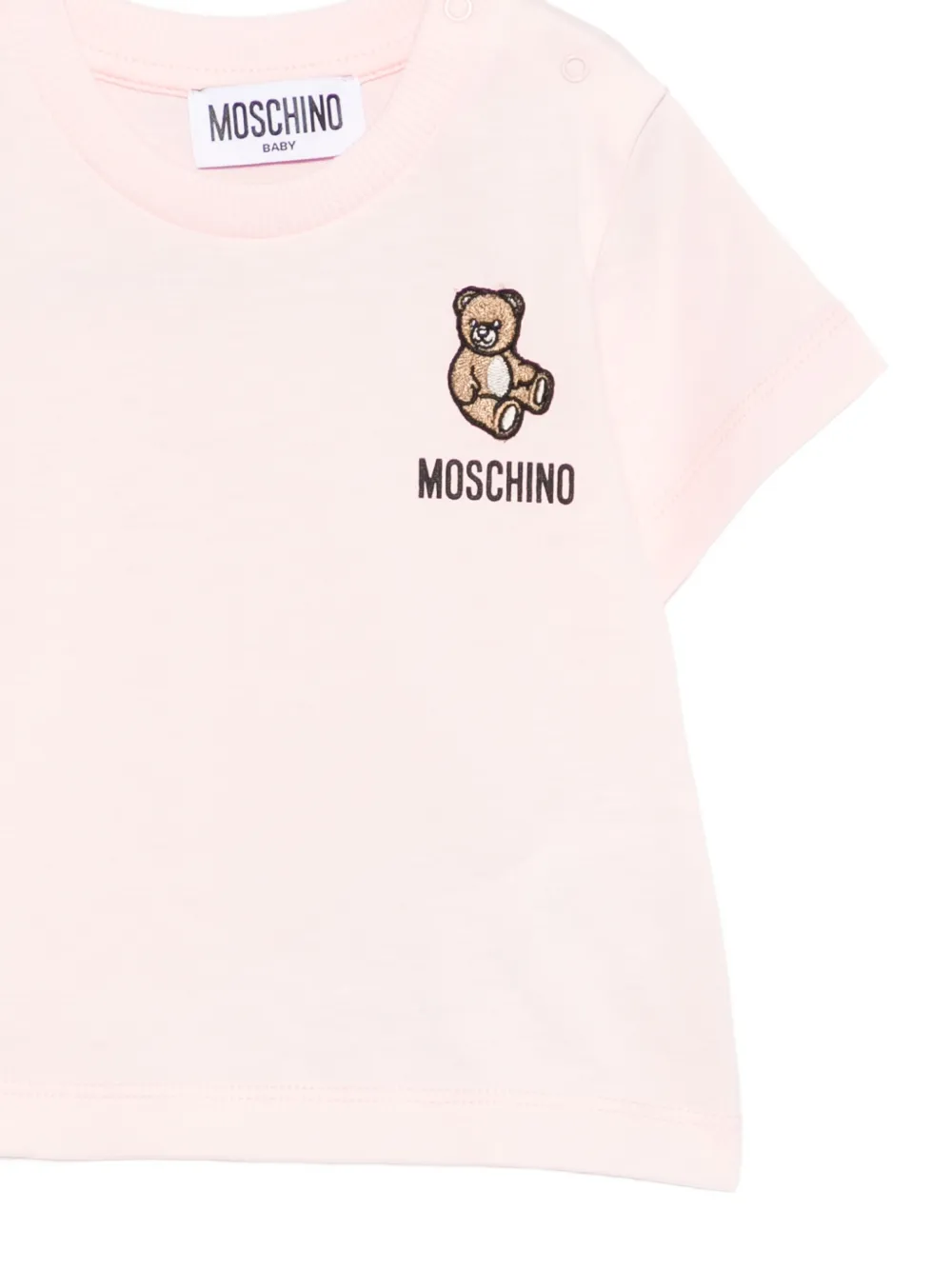 Футболка с отделкой в виде мишки Moschino Kids, розовый — фото 3