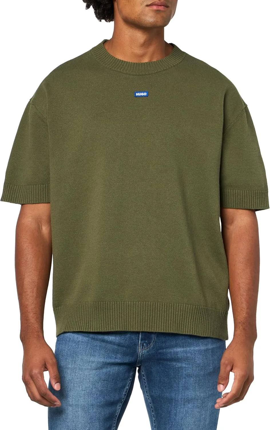 

HUGO Мужской короткий рукав хлопковый свитер